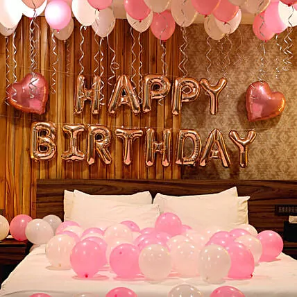 Simple Room Decoration For Birthday with Balloon At Home