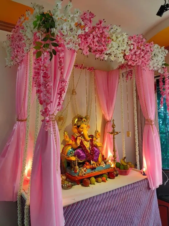 Luxury Flower Backdrop for Mandir