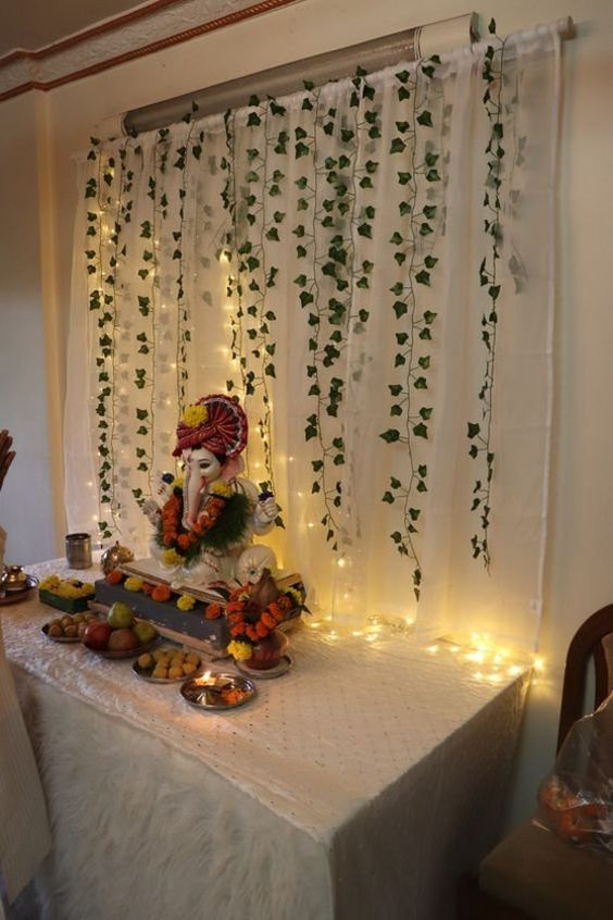 Simple Lightening Backdrop Decoration for Diwali