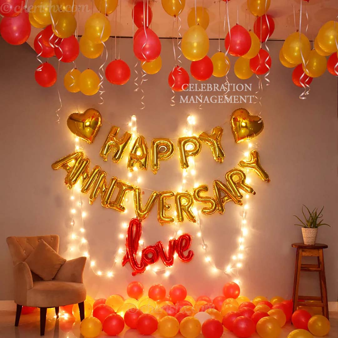 Anniversary Special Balloon Decoration for Wife Birthday