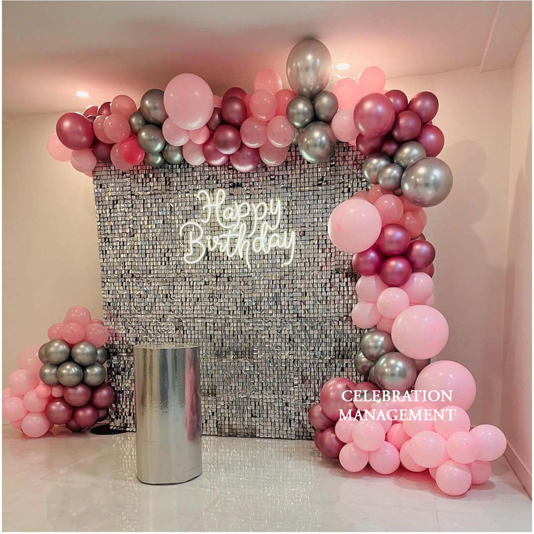 Birthday Balloon Garland Sequin Backdrop - Celebration Management
