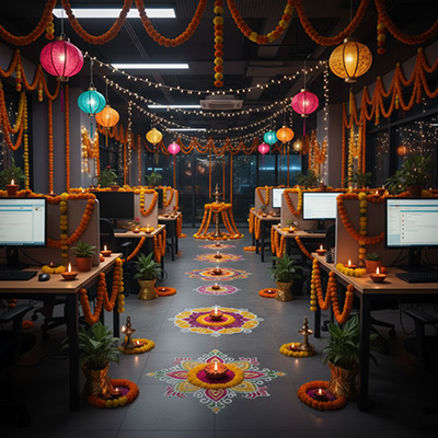Diwali Decoration for office workstation