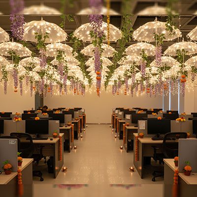 Festive Ceiling Lights Umbrella Decor