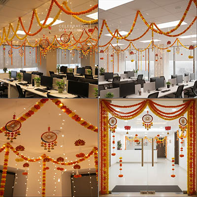 Traditional Diwali Flower Decoration for Office