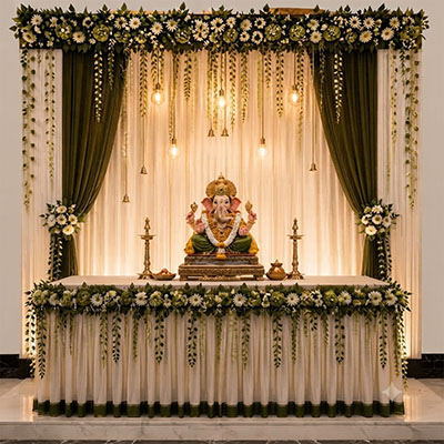 Festive Ganpati Decoration at Home