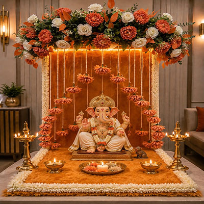Lotus Theme Ganpati Decoration