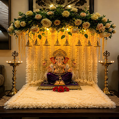 Pastel Theme Ganpati Decoration