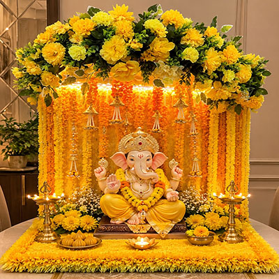 Modern Ganpati Decoration Setup