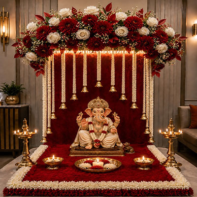 Small Space Ganpati Decoration for Home