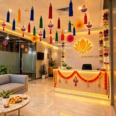 Colorful Floral Diwali Decoration for Reception