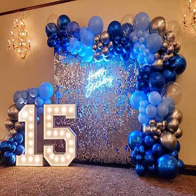 Bluish Theme Silver Sequence Wall Decoration