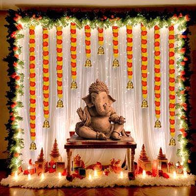 Ganpati Background Decoration at Home