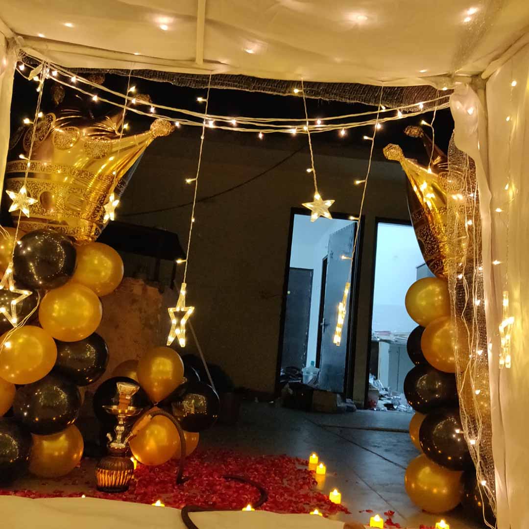 Golden Square Cabana Decoration on Terrace 