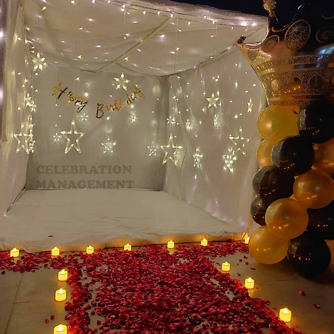 Golden Square Cabana Decoration on Terrace 