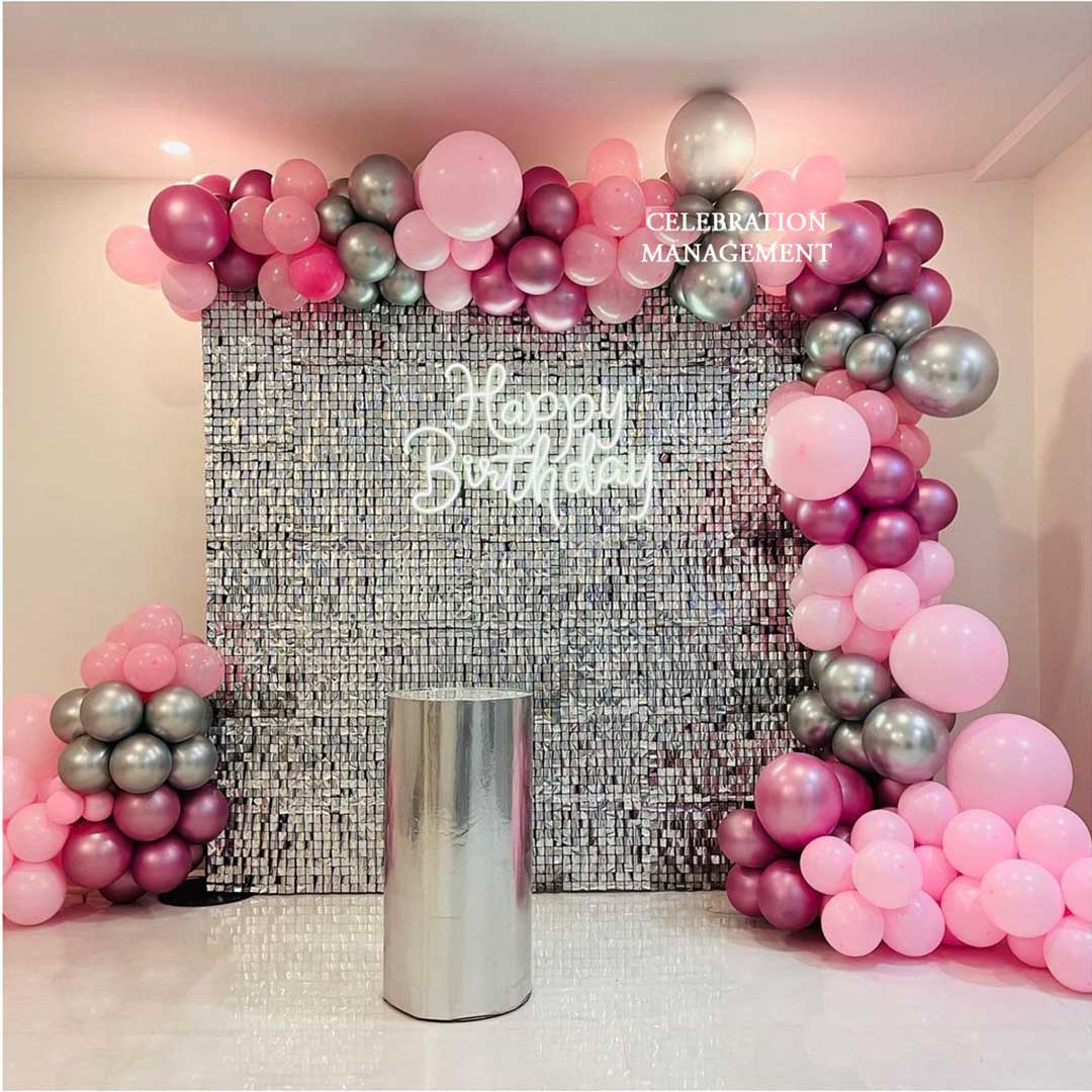 Birthday Balloon Garland Sequin Backdrop