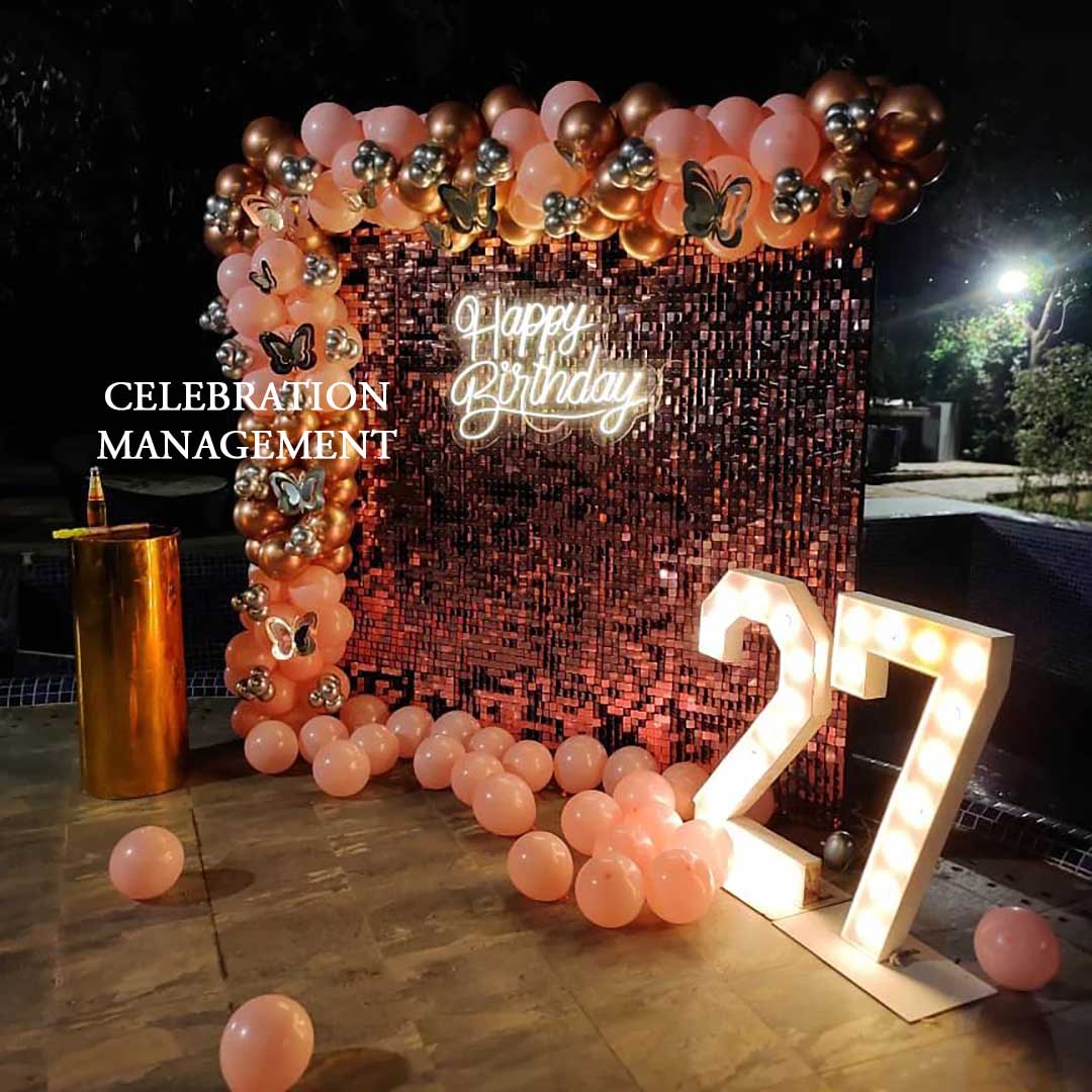 Rosegold Sequins Wall Birthday Decoration
