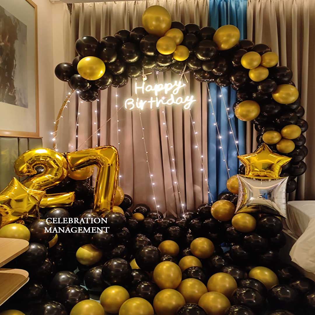 Golden and Black Balloon Ring Decor