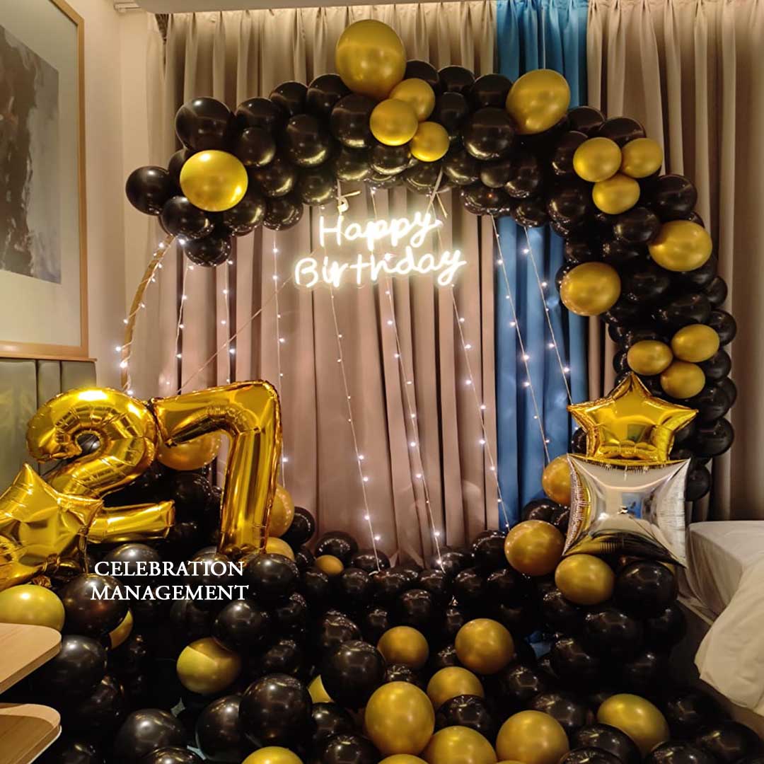 Golden and Black Balloon Ring Decor