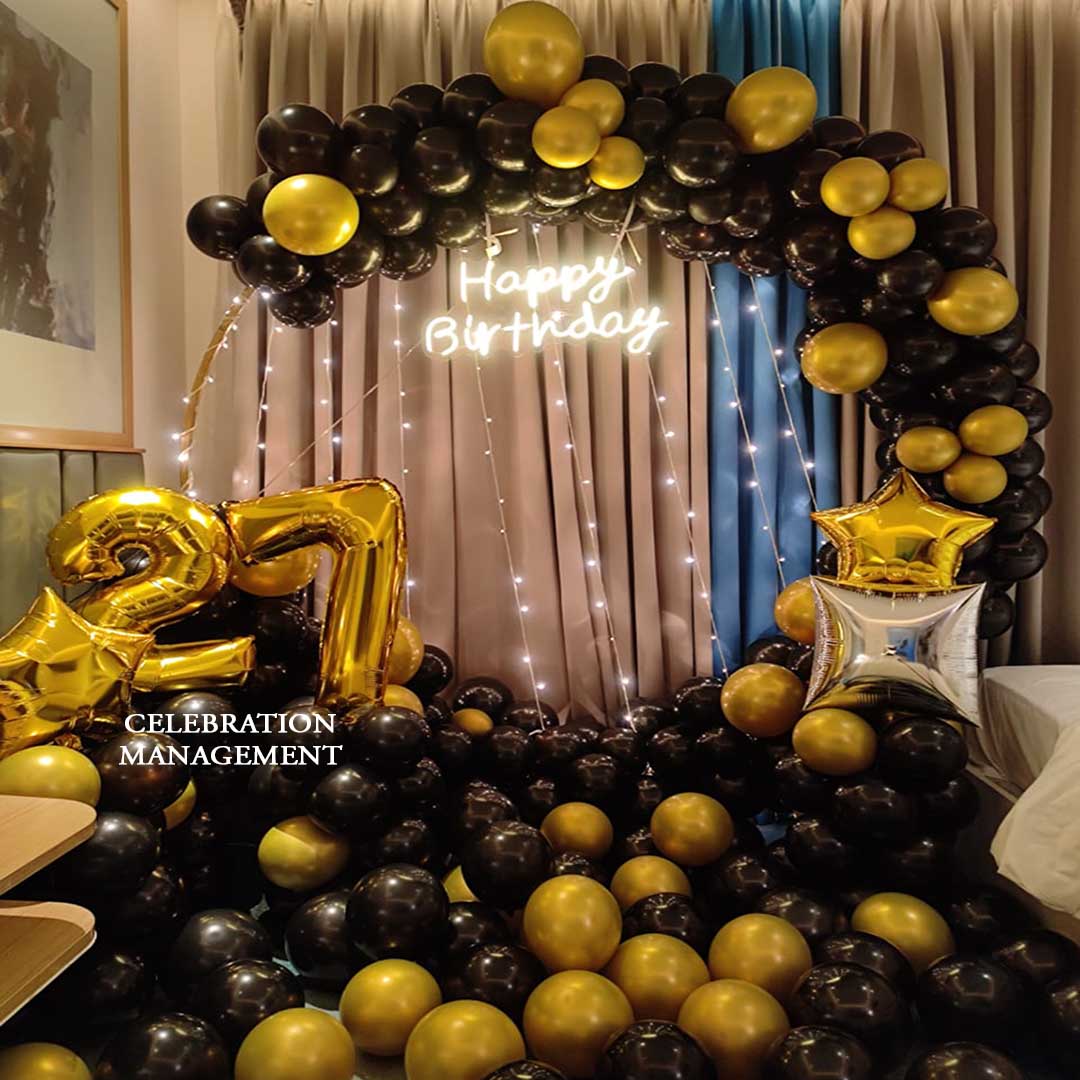 Golden and Black Balloon Ring Decor