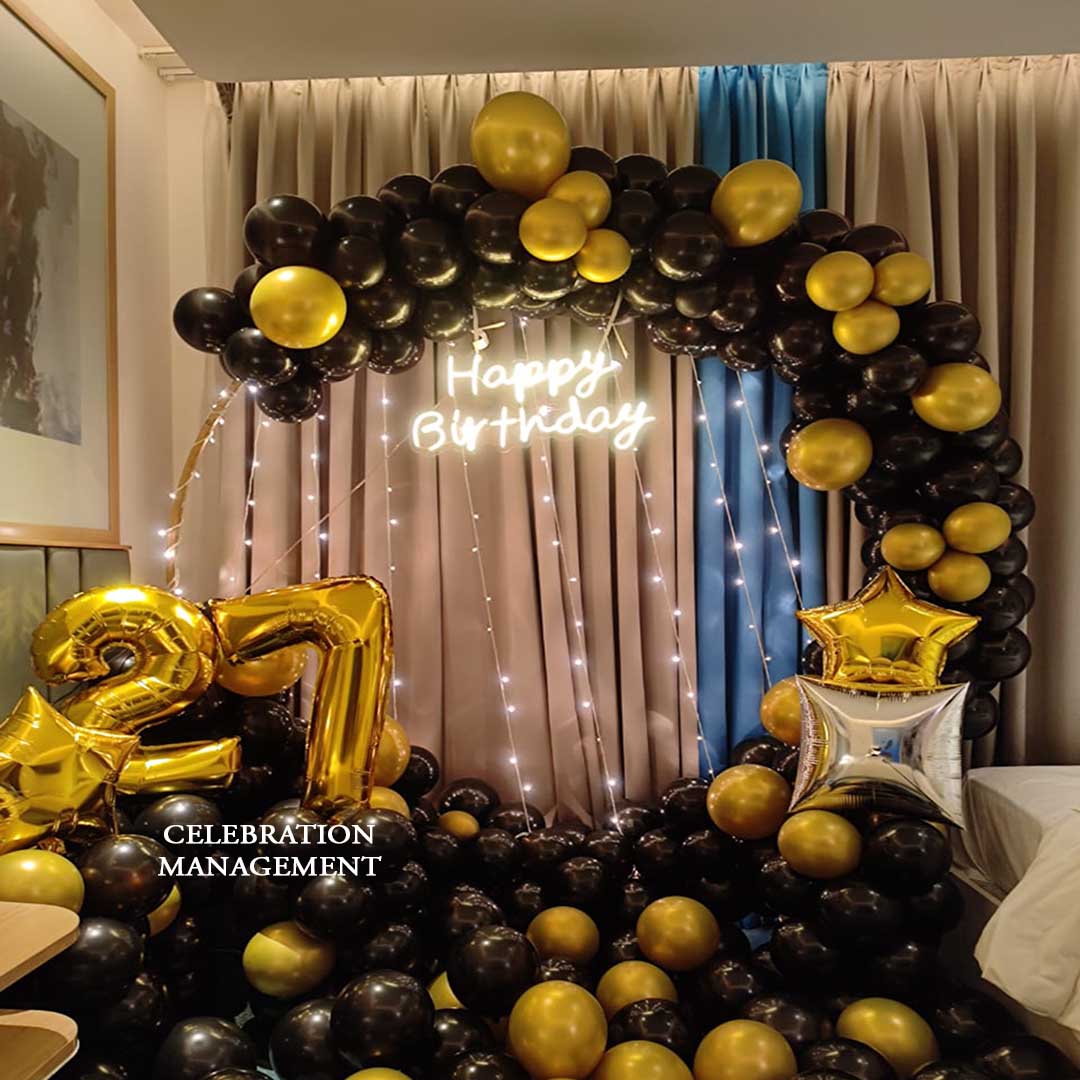 Golden and Black Balloon Ring Decor