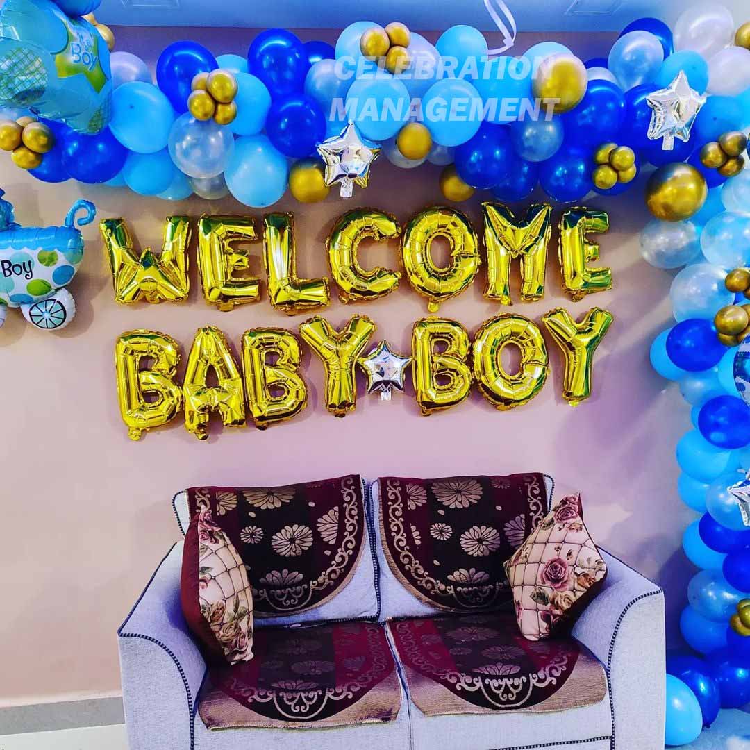 Blue Theme Welcome Baby Boy Decoration