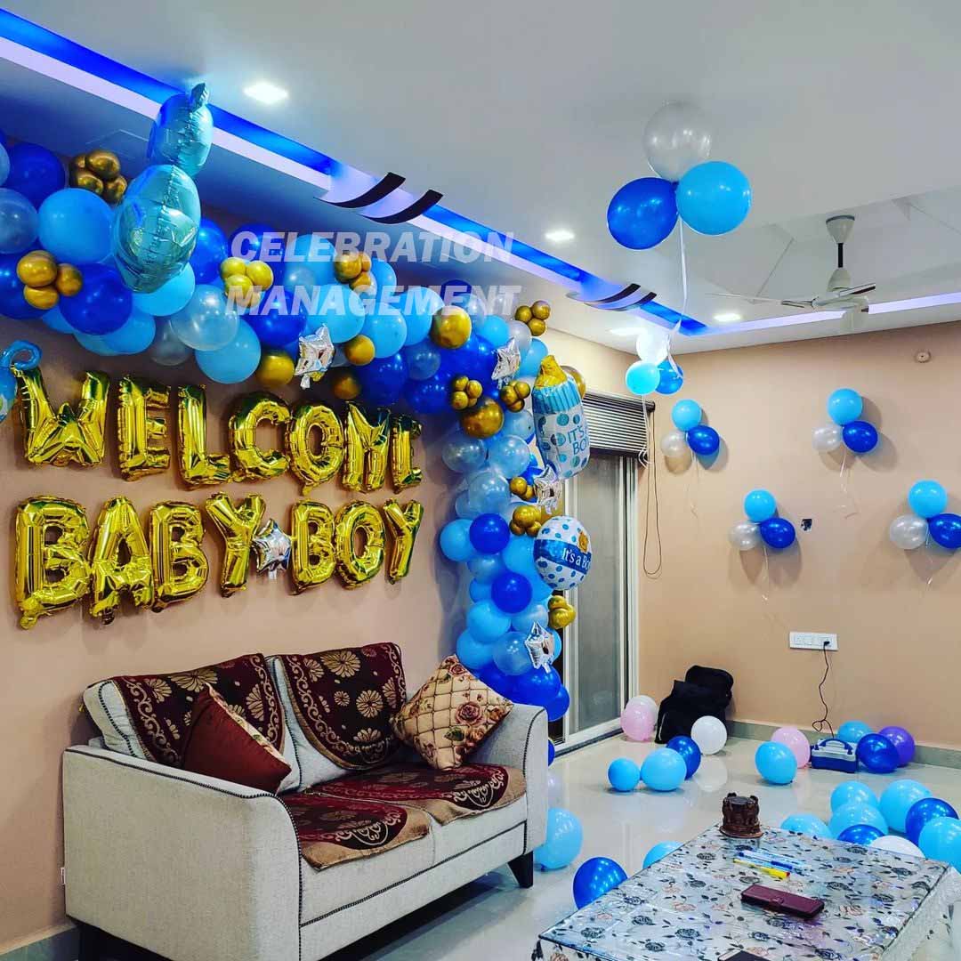 Blue Theme Welcome Baby Boy Decoration