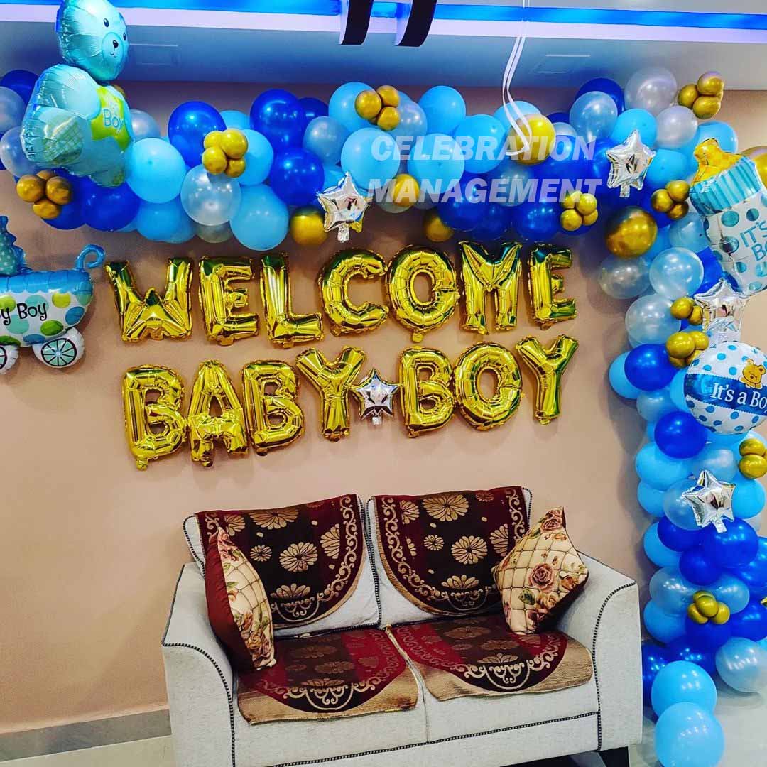 Blue Theme Welcome Baby Boy Decoration