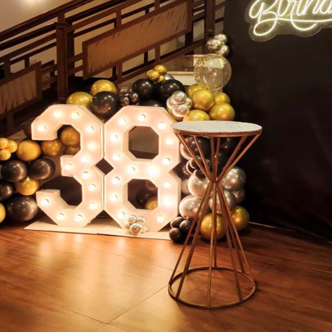 Premium Golden Happy Birthday Balloon Decoration