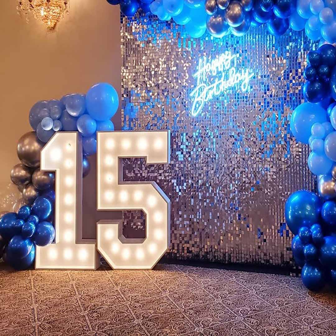 Bluish Theme Silver Sequence Wall Decoration