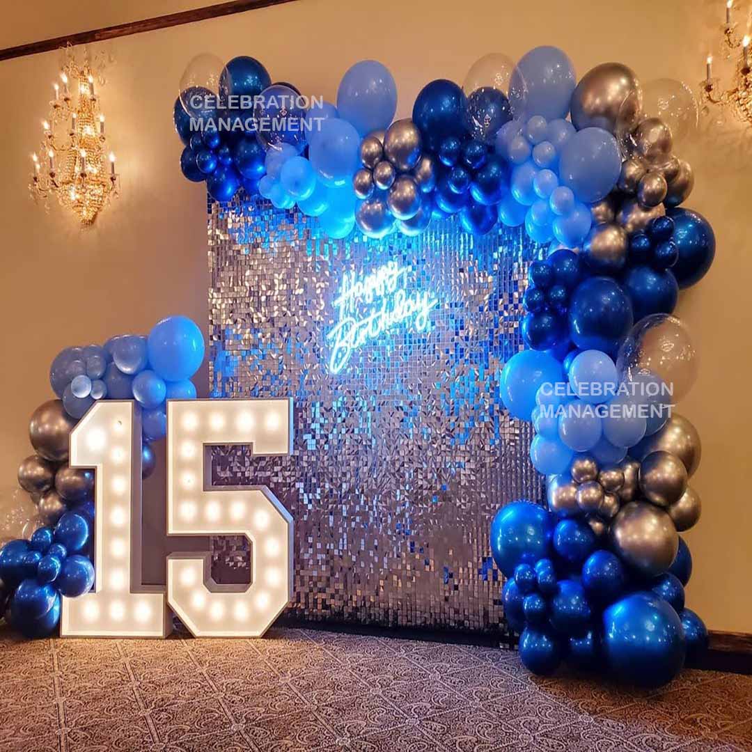 Bluish Theme Silver Sequence Wall Decoration