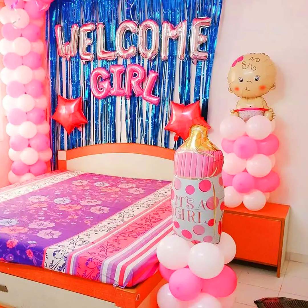 Pink Theme Welcome Baby Girl Decor