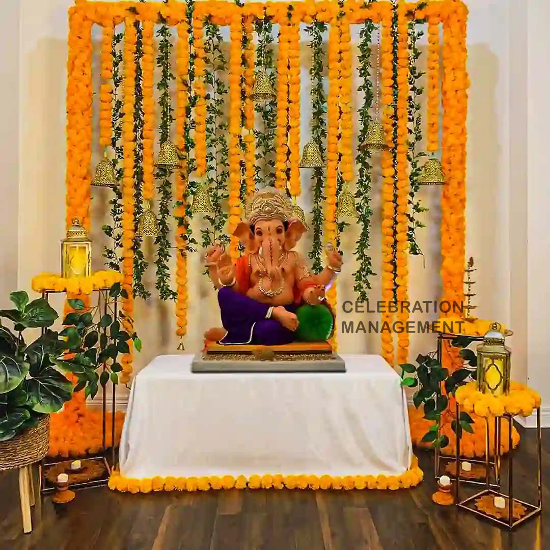 Simple Flower Ganpati Decoration