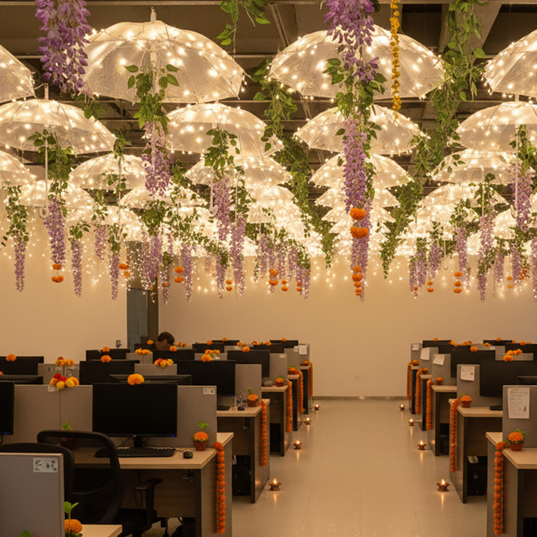 Festive Ceiling Lights Umbrella Decor