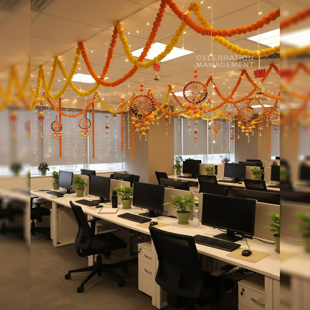 Traditional Diwali Flower Decoration for Office