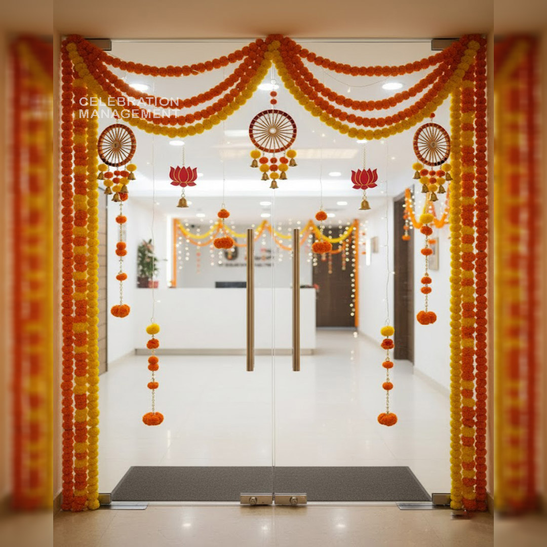 Traditional Diwali Flower Decoration for Office