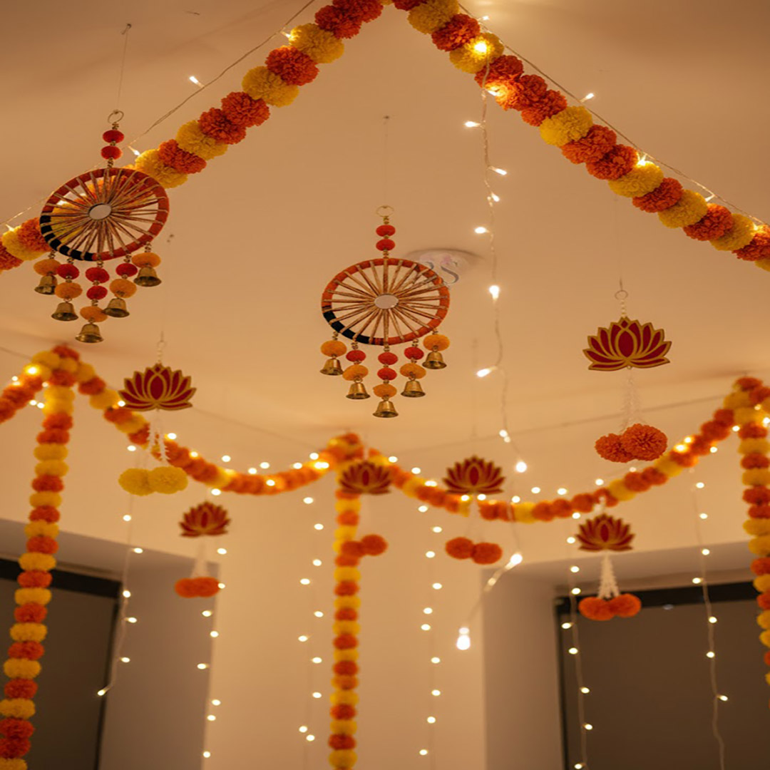 Traditional Diwali Flower Decoration for Office