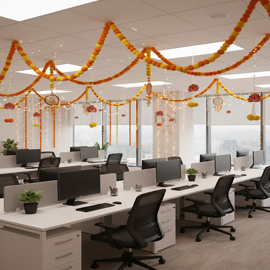 Traditional Diwali Flower Decoration for Office