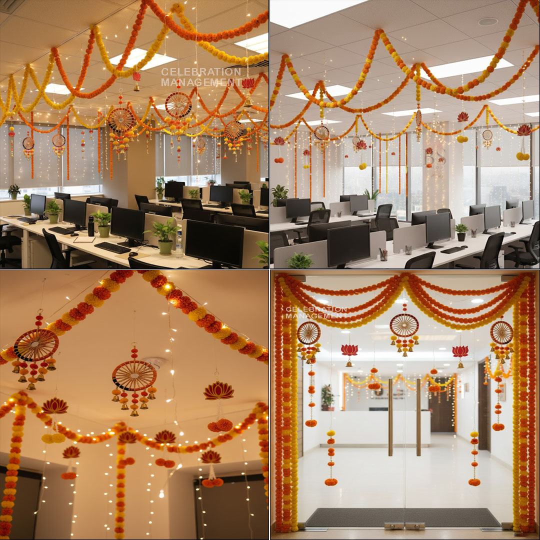 Traditional Diwali Flower Decoration for Office