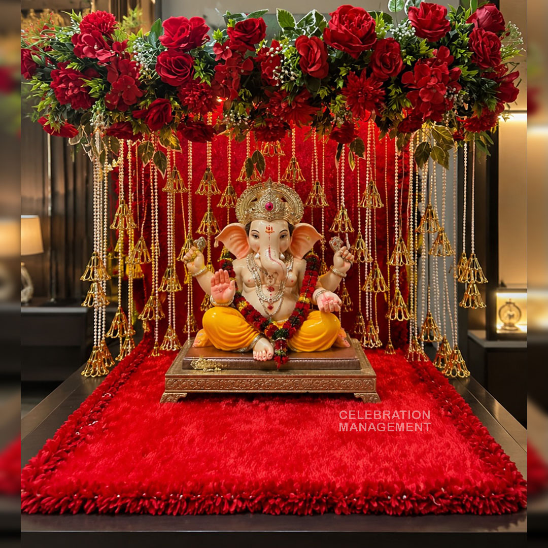 Artificial Flower Ganpati Decoration
