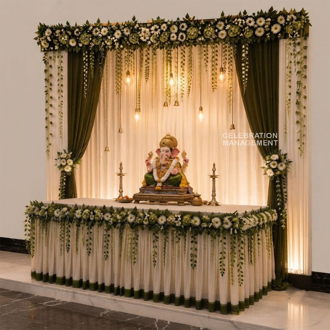 Festive Ganpati Decoration at Home