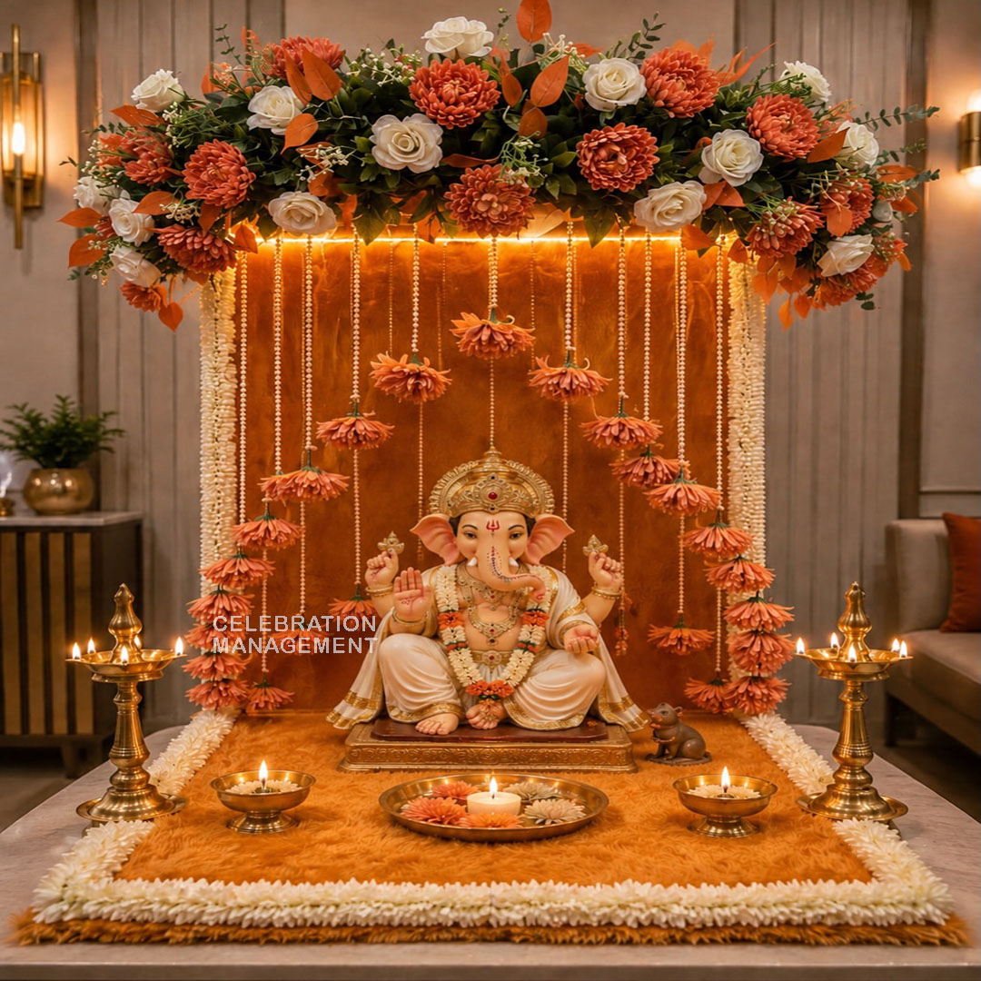 Lotus Theme Ganpati Decoration