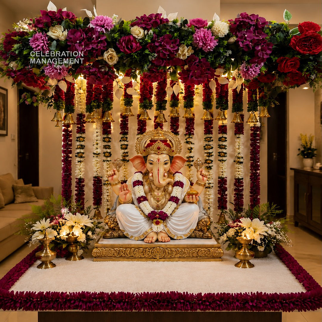 Traditional Flower Ganpati Decoration