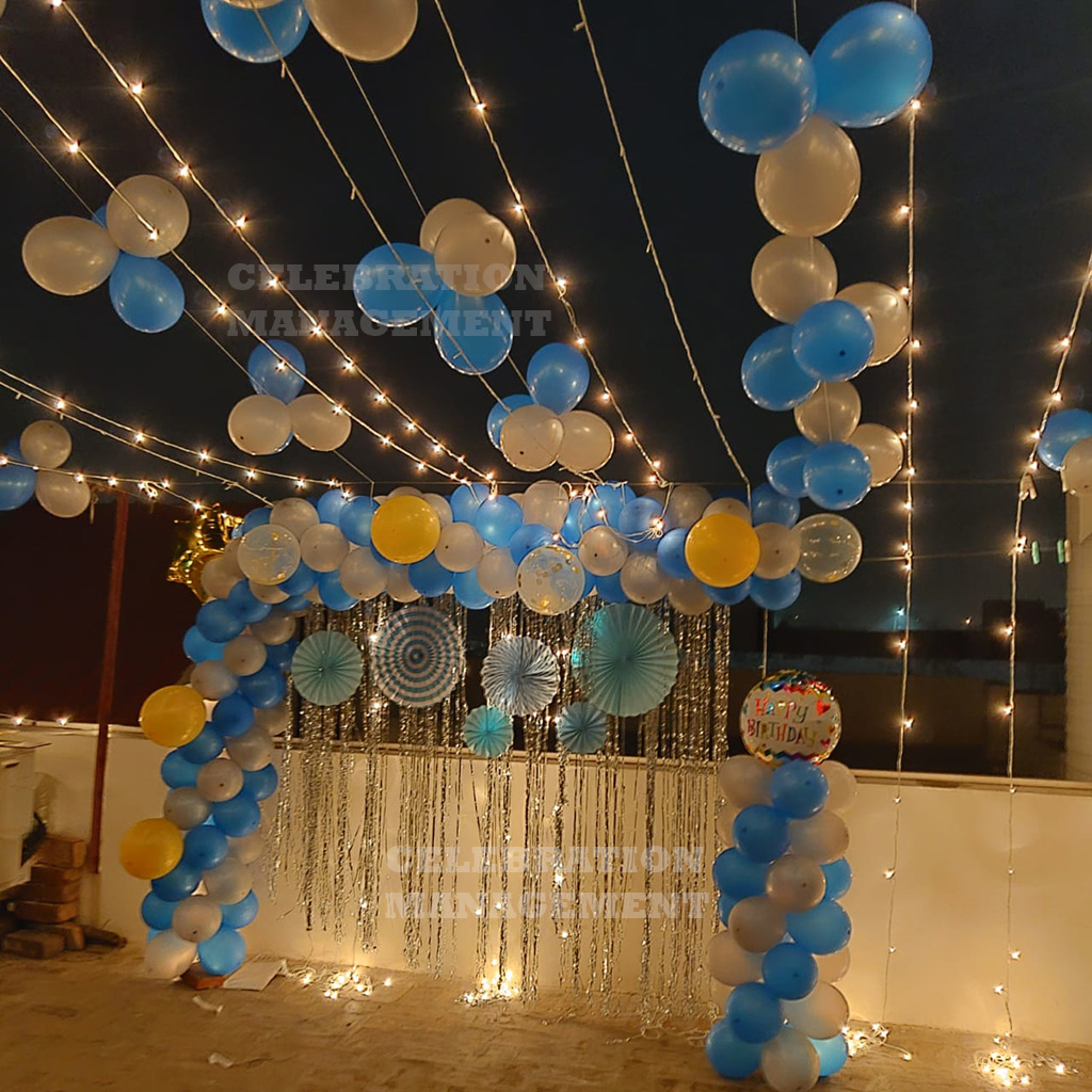 Classy Balloon Backdrop on Terrace with Lighting