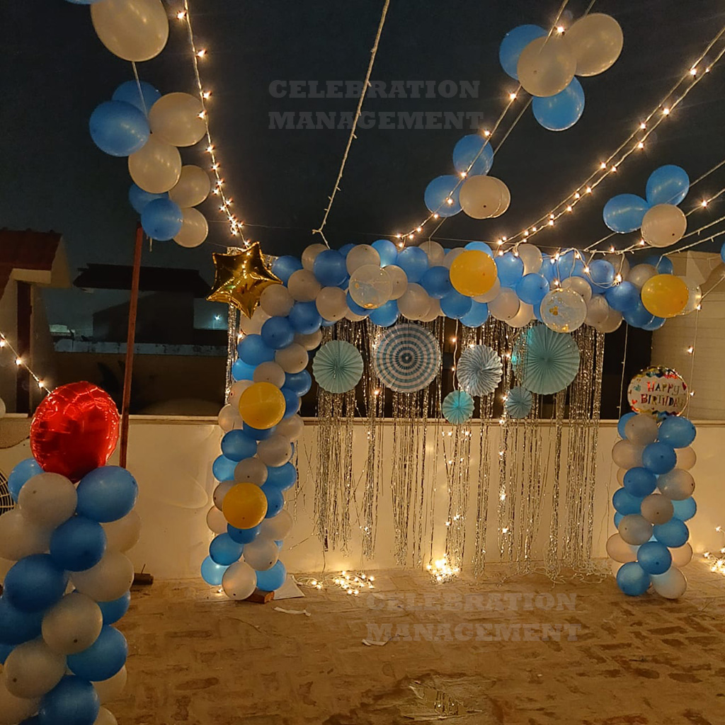 Classy Balloon Backdrop on Terrace with Lighting